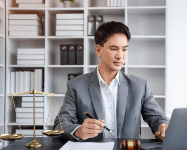Lawyer reviews a translated contract for filing, showing Translation Services in Queens for legal court documents.