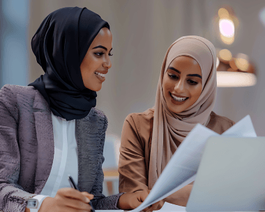 Marketing managers review Arabic ad copy as Arabic Translation Services in New York adapt business messaging for launch.